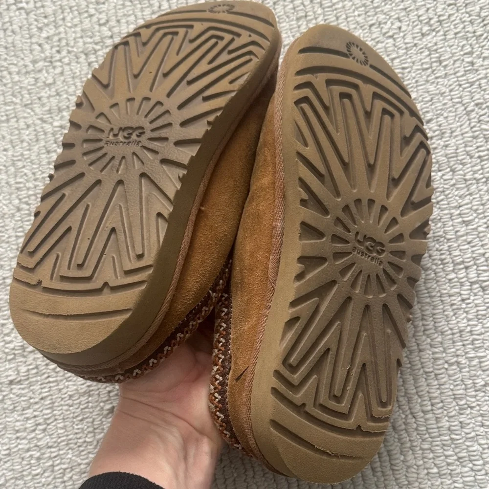 UGG tasman Brown Suede Shearling-Lined Slip-On Sz 4